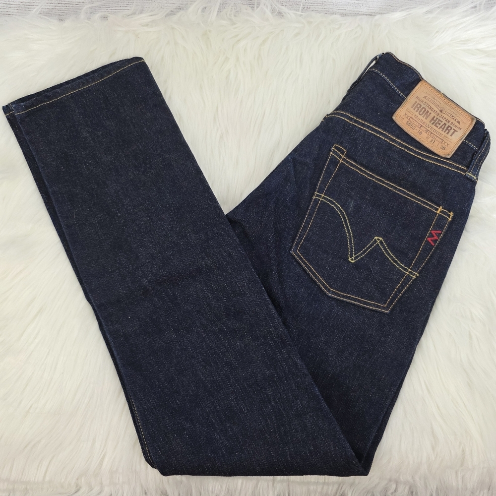 Iron Heart 18oz Vintage Selvedge Denim Slim Tapered Cut Jeans - Indigo - Picture 7 of 15